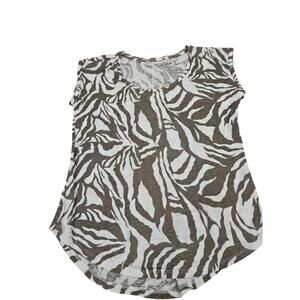 LOFT Outlet 100% Linen Zebra Print Sleeveless Tunic Top Small